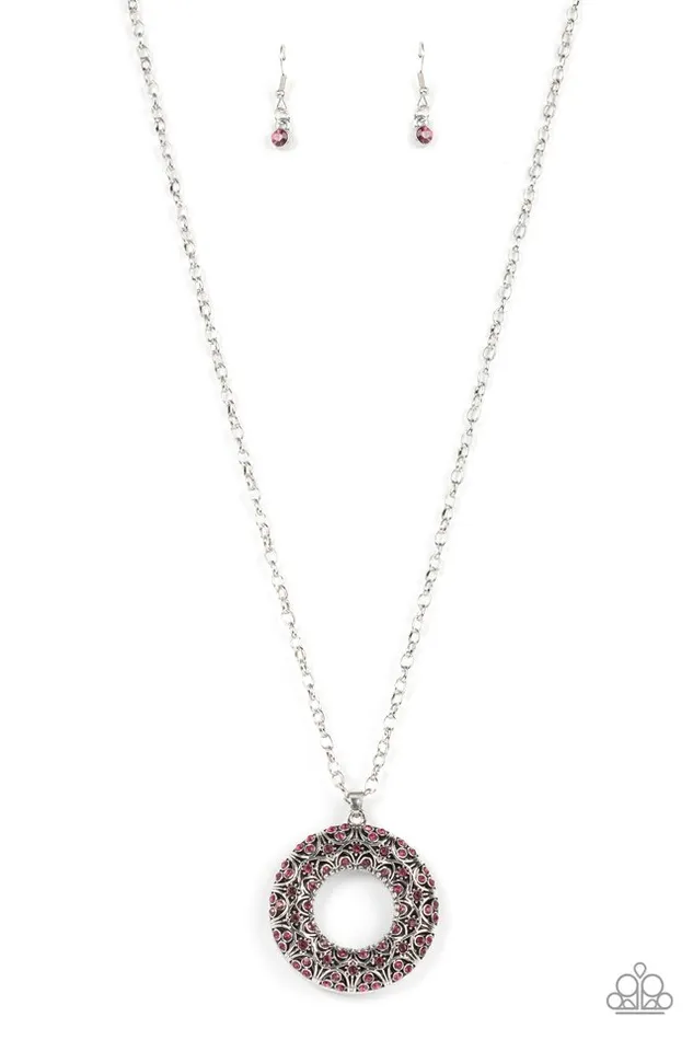 Paparazzi Necklace Wintry Wreath Pink Paparazzi Jewelry Necklaces