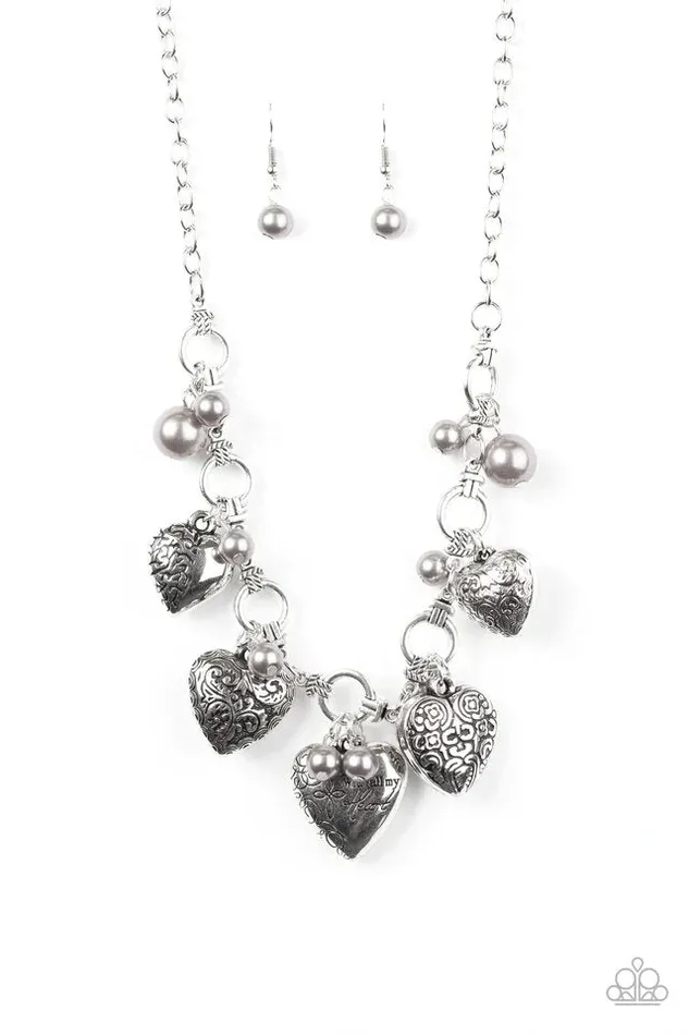 Paparazzi Necklace With All Your Heart Silver Paparazzi Jewelry Necklaces