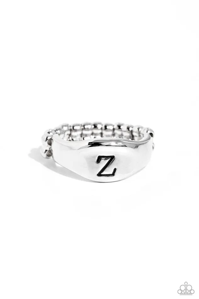 Paparazzi Ring Monogram Memento Silver Z Paparazzi Jewelry Rings