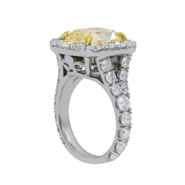Platinum Fancy Yellow Diamond ring with center 501ct Cushion Cut Natural Diamond Diamond Source NYC Rings Platinum Fancy Yellow Diamond ring with center 501ct Cushion Cut Natural Diamond Diamond Source NYC Rings