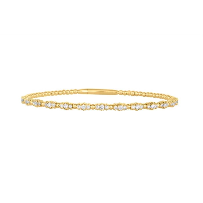 PreStyled Sets Meierotto Jewelers 14K Yellow Gold Beaded and Wrapped Diamond Clasped Bangle