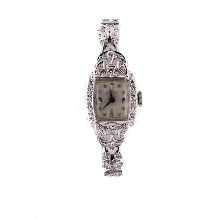 Preowned Hamilton Watches Vintage Hamilton Ladies Watch 14K White Gold Diamonds 15mm Manual Wind Preowned Preowned Hamilton Watches Vintage Hamilton Ladies Watch 14K White Gold Diamonds 15mm Manual Wind Preowned