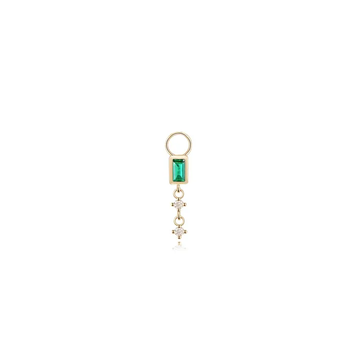 RG Charm Necklaces 14k Emerald and Diamond Dangle Hoop Charm