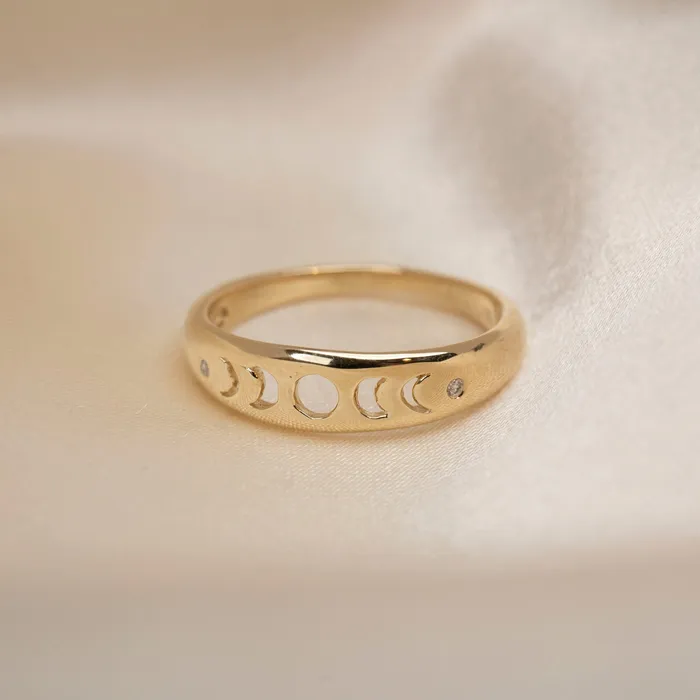 RG Rings 14k Gold Moon Phases Ring