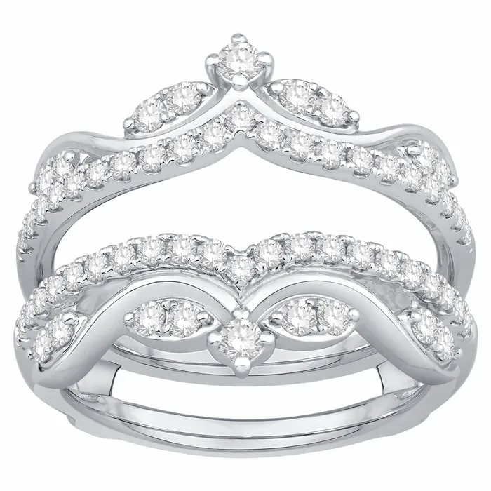 Rings 14K White Gold Curved Ring Guard Wedding Bands