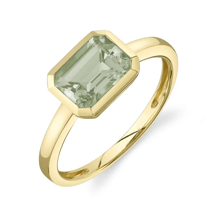 Rings 14K Yellow Gold Green Amethyst Ring Meierotto Jewelers
