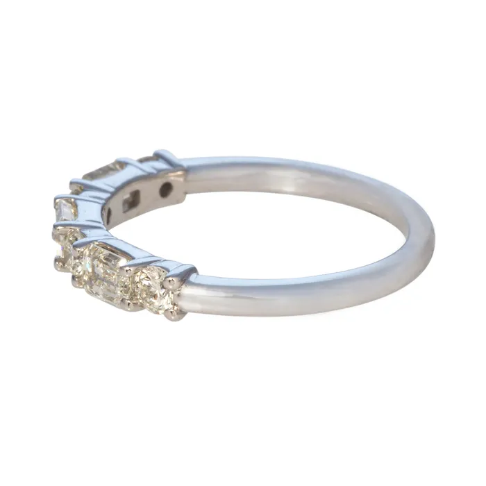 Rings 1ctw Round EmeraldCut Diamond Halfway 14K White Gold Band Croghans