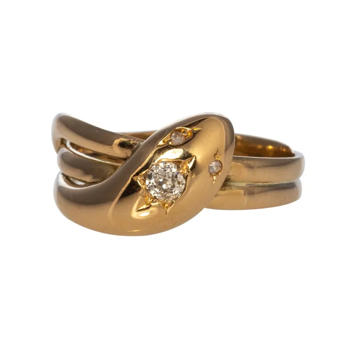 Rings Croghans Edwardian Diamond 18K Gold Snake Ring