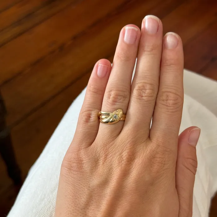 Rings Croghans Edwardian Diamond 18K Gold Snake Ring