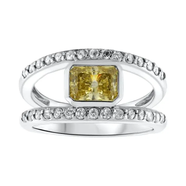 Rings Diamond Source NYC 14kt White Gold Citrine Ring With 060CT in diamonds RN17386