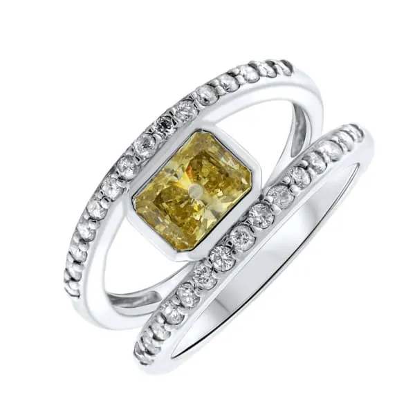 Rings Diamond Source NYC 14kt White Gold Citrine Ring With 060CT in diamonds RN17386