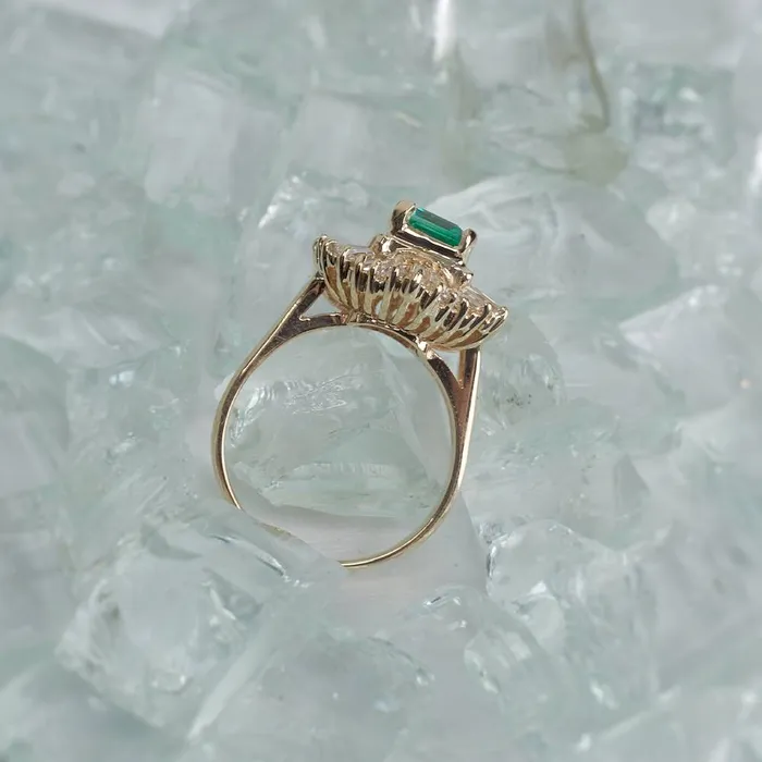 Rings Diamond Source NYC 200 ct Green Emerald Fashion Ring in 14k Yellow Gold RN172000