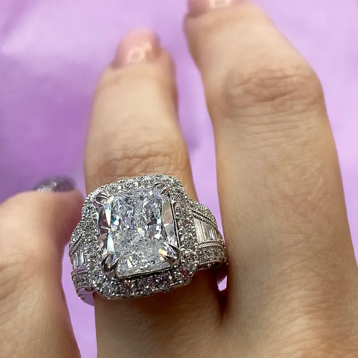 Rings Diamond Source NYC Fascinating Cushion Cut 14k White Gold Engagement Ring 763ct TDW