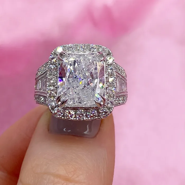 Rings Diamond Source NYC Fascinating Cushion Cut 14k White Gold Engagement Ring 763ct TDW