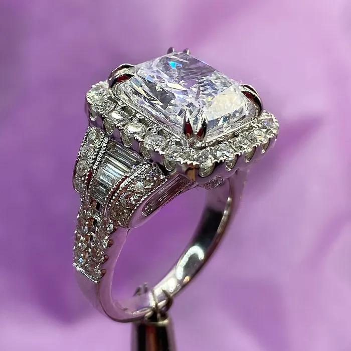 Rings Diamond Source NYC Fascinating Cushion Cut 14k White Gold Engagement Ring 763ct TDW
