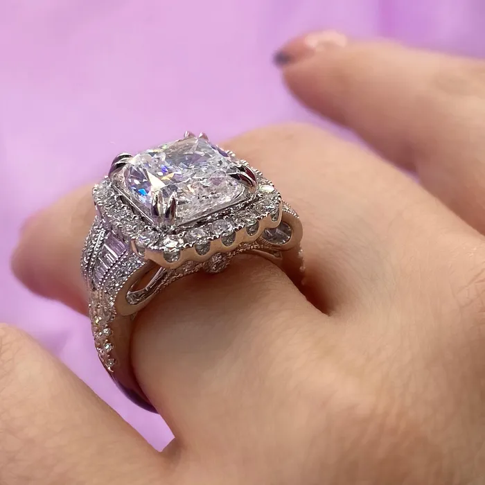 Rings Diamond Source NYC Fascinating Cushion Cut 14k White Gold Engagement Ring 763ct TDW