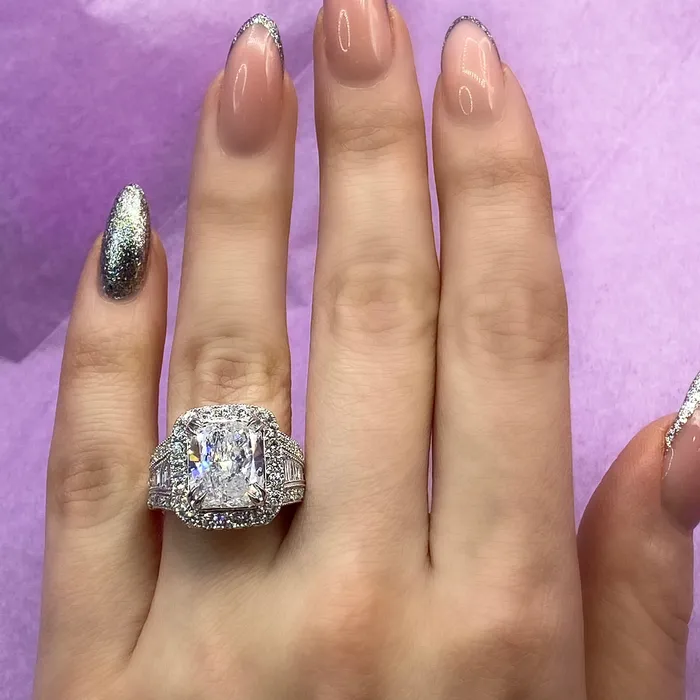 Rings Diamond Source NYC Fascinating Cushion Cut 14k White Gold Engagement Ring 763ct TDW