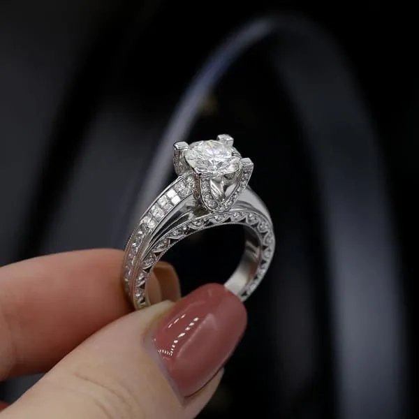 Rings Diamond Source NYC Unique Diamond Engagement Ring Set in 18K White Gold 321ct tw Round Brilliant Princess Cut Natural Diamonds