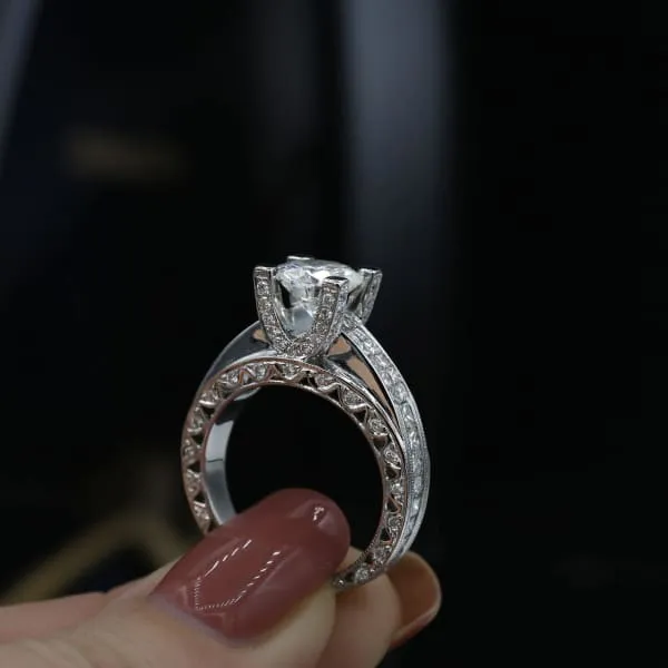 Rings Diamond Source NYC Unique Diamond Engagement Ring Set in 18K White Gold 321ct tw Round Brilliant Princess Cut Natural Diamonds