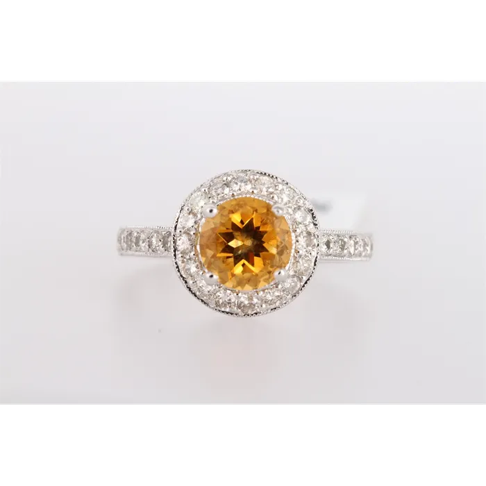 Rings Engagement Collections 14K White Gold Garnet and Diamond Ring