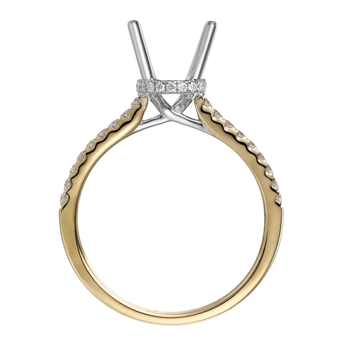 Rings Engagement Collections 18K Yellow Gold Ring with 18K White Gold Oval Hidden Halo Diamond Head Rings Engagement Collections 18K Yellow Gold Ring with 18K White Gold Oval Hidden Halo Diamond Head
