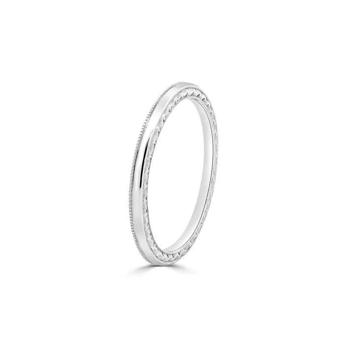 Rings Jack Kelege Jack Kelege 18K White Gold Milgrain Band