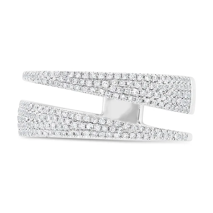 Rings Meierotto Jewelers 14K White Gold Pave Diamond Wide Double Row Open Ring