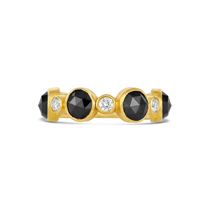 Rings Meierotto Jewelers 24K Yellow Gold Black Diamond and Diamond Ring Rings Meierotto Jewelers 24K Yellow Gold Black Diamond and Diamond Ring