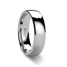 Rings Mens Bands Domed White Tungsten Band