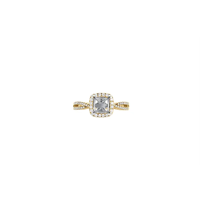 Rings Natalie K Natalie K 14K Yellow White Gold Cushion Halo Diamond Engagement Ring