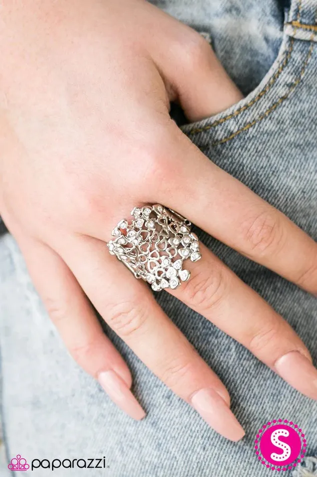 Rings Paparazzi Jewelry Paparazzi Ring Heart Happenstance White