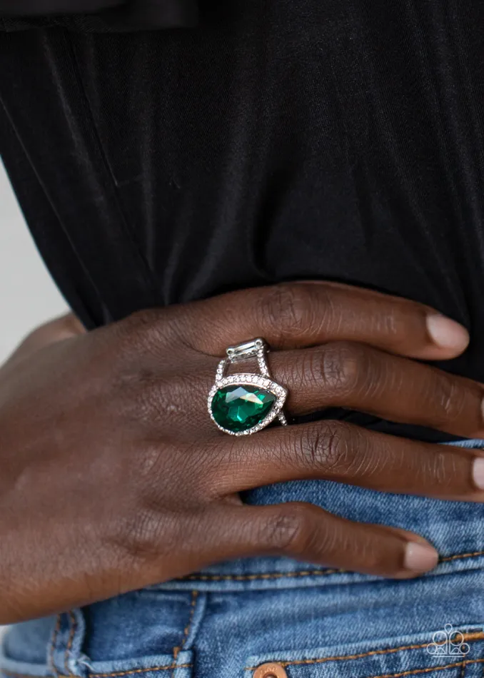 Rings Paparazzi Ring BLINGing Down The House Green Paparazzi Jewelry
