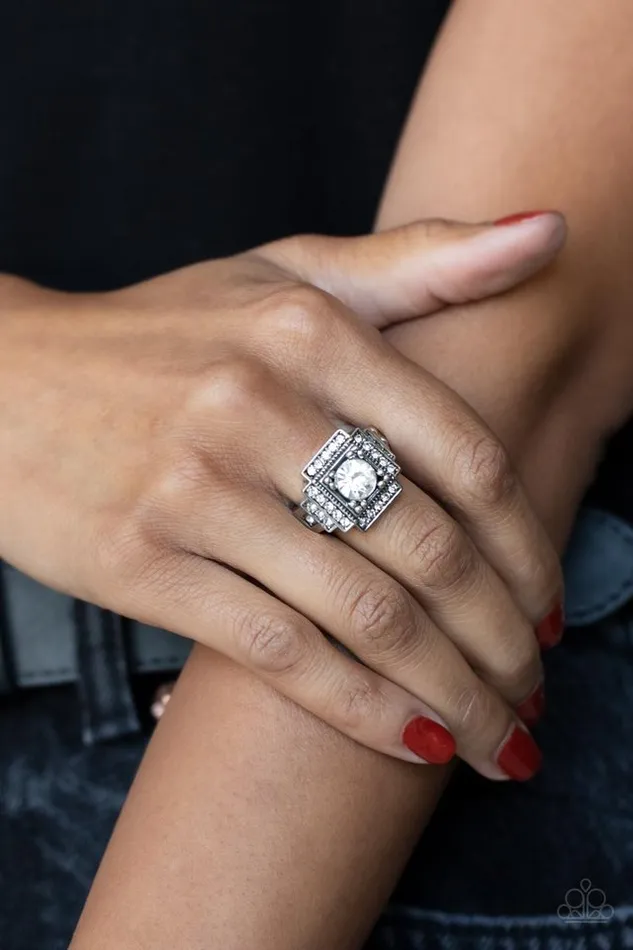 Rings Paparazzi Ring Polished Pantheon White Paparazzi Jewelry