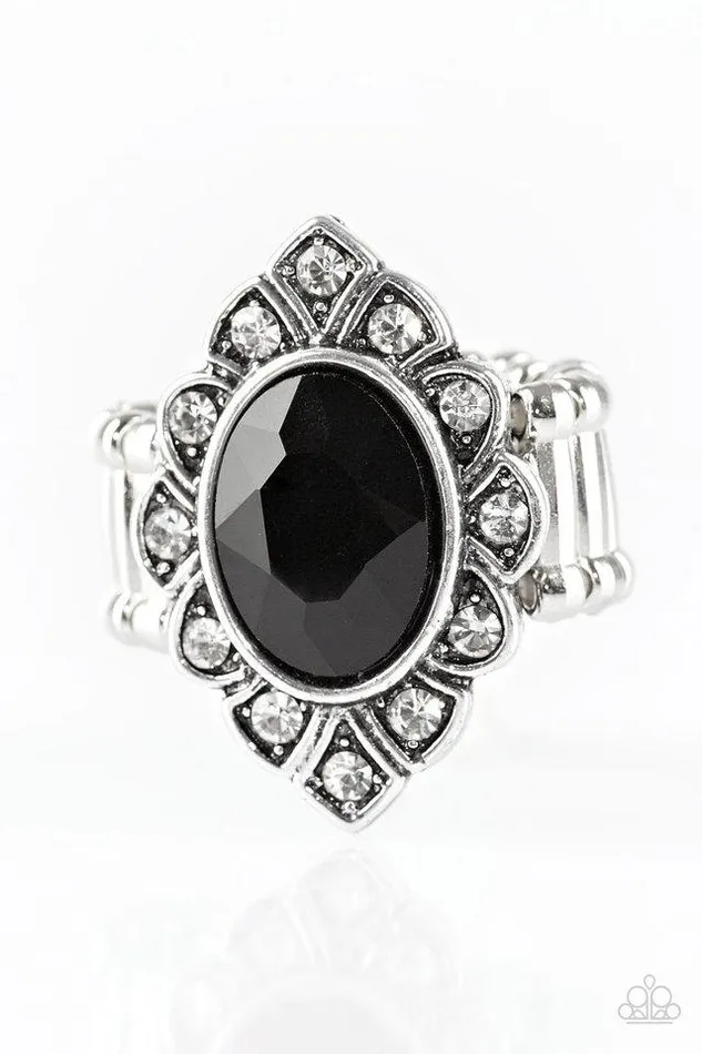 Rings Paparazzi Ring Power Behind The Throne Black Paparazzi Jewelry
