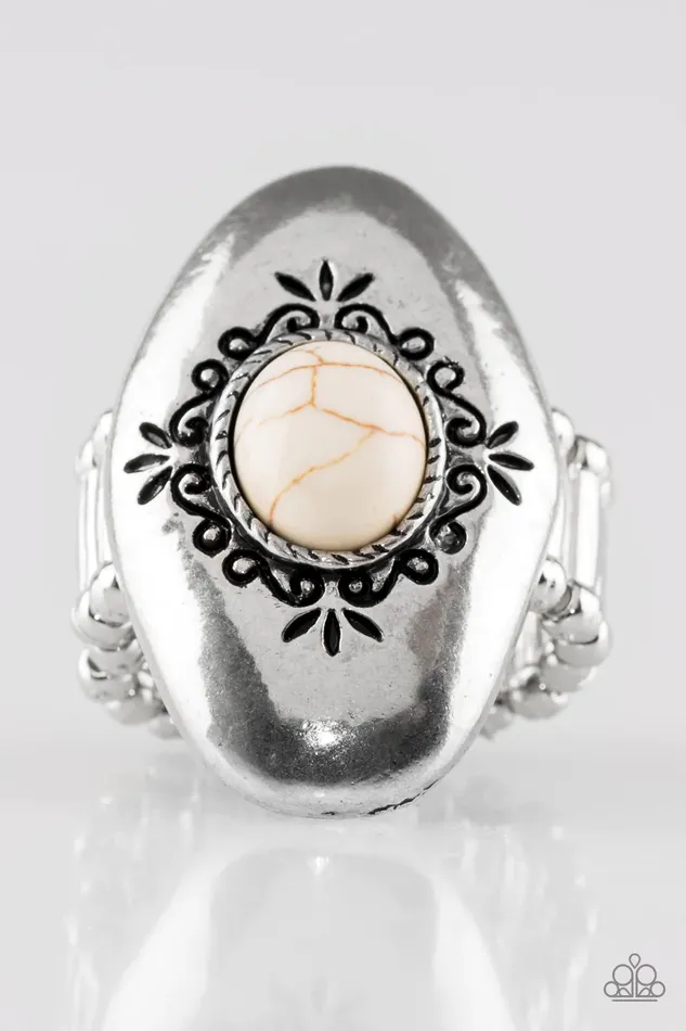 Rings Paparazzi Ring Stone Gardens White Paparazzi Jewelry