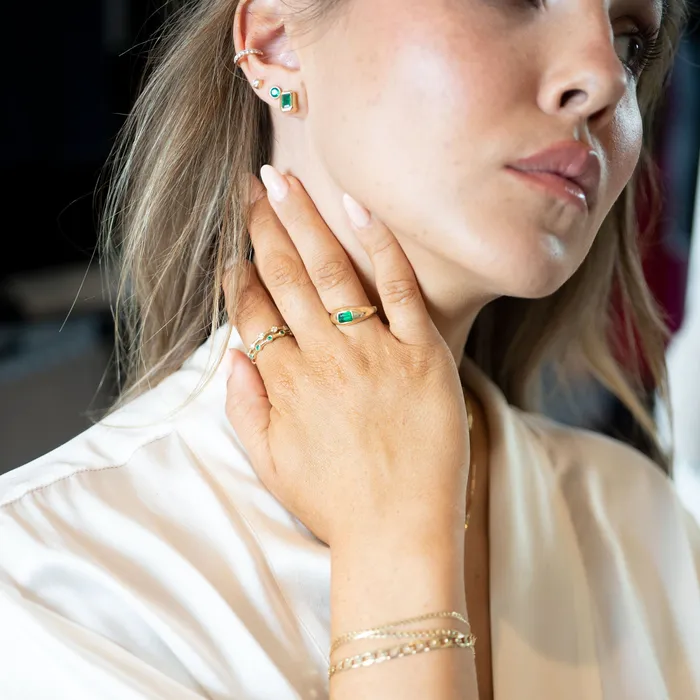 Rings RG 14k Emerald Dome Ring