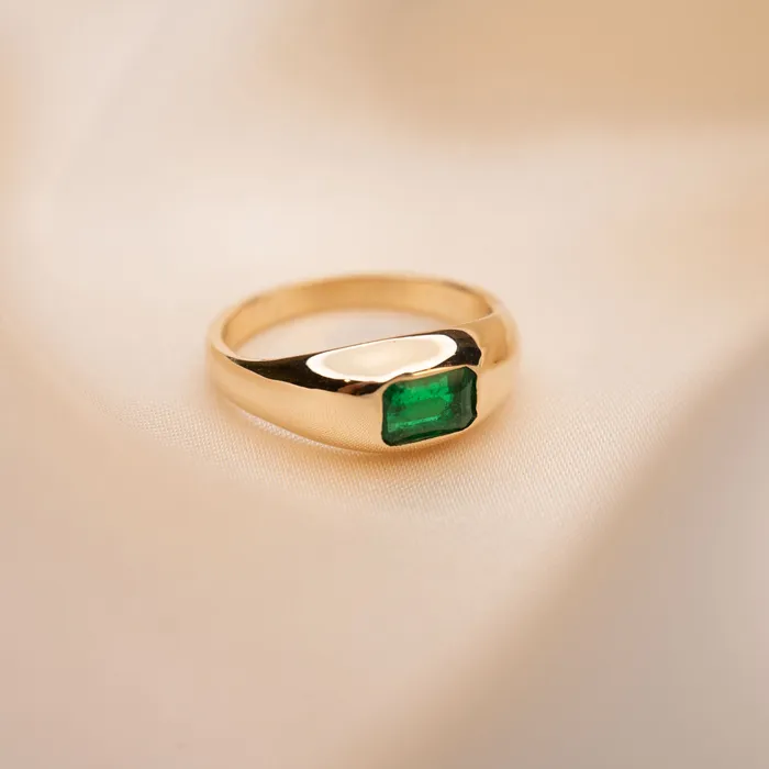 Rings RG 14k Emerald Dome Ring