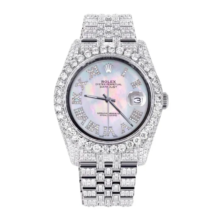 Rolex Bracelets Rolex Datejust 36mm Custom Iced Out Ref 116200 White Mother of Pearl Dial Stainless Steel Jubilee Bracelet Watch Rolex Bracelets Rolex Datejust 36mm Custom Iced Out Ref 116200 White Mother of Pearl Dial Stainless Steel Jubilee Bracelet Watch