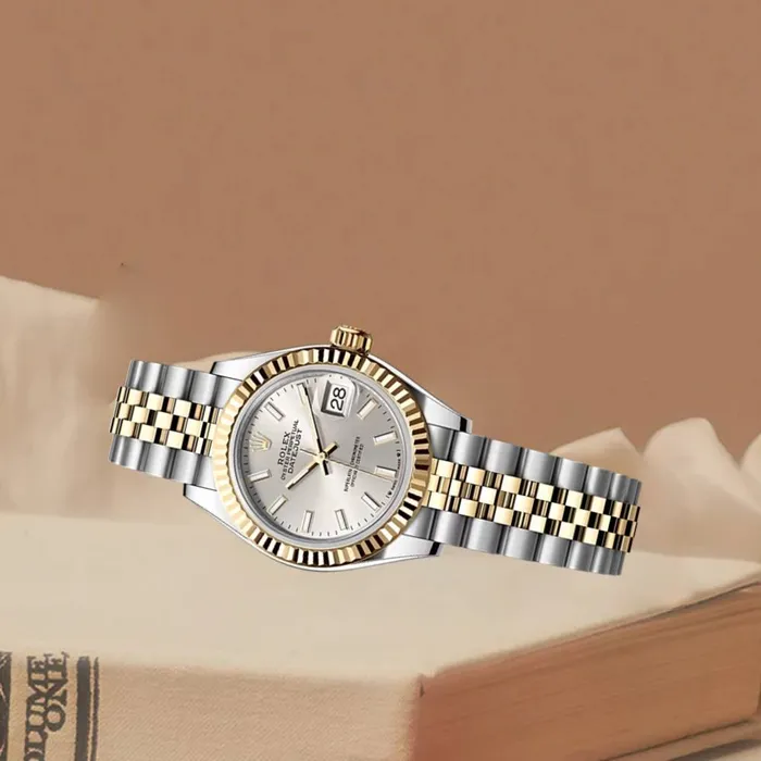 Rolex Bracelets Rolex LadyDatejust 28mm Ref 2791730019 Silver Stick Dial Two Tone Stainless Steel 18K Yellow Gold Jubilee Bracelet Womens Watch