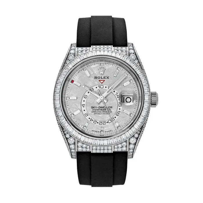 Rolex Bracelets Rolex SkyDweller 42mm Ref 336259TBR Meteorite Stick Dial 18K White Gold Case Black Oysterflex Bracelet Watch Rolex Bracelets Rolex SkyDweller 42mm Ref 336259TBR Meteorite Stick Dial 18K White Gold Case Black Oysterflex Bracelet Watch