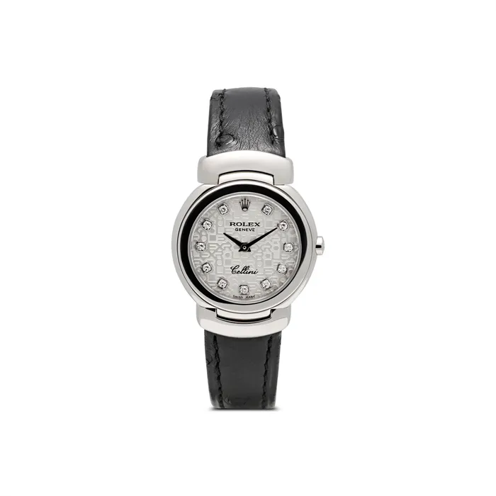 Rolex Cellini 18K White Gold Black Crocodile Strap 26mm Quartz Preowned Preowned Rolex PreStyled Sets