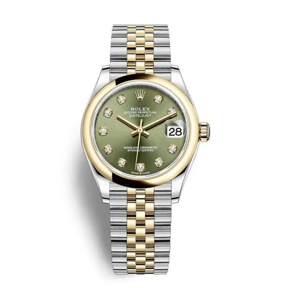 Rolex Datejust 31mm Ref 2782430030 Green Diamond Dial Two Tone Stainless Steel 18K Yellow Gold Jubilee Bracelet Womens Watch Rolex Bracelets