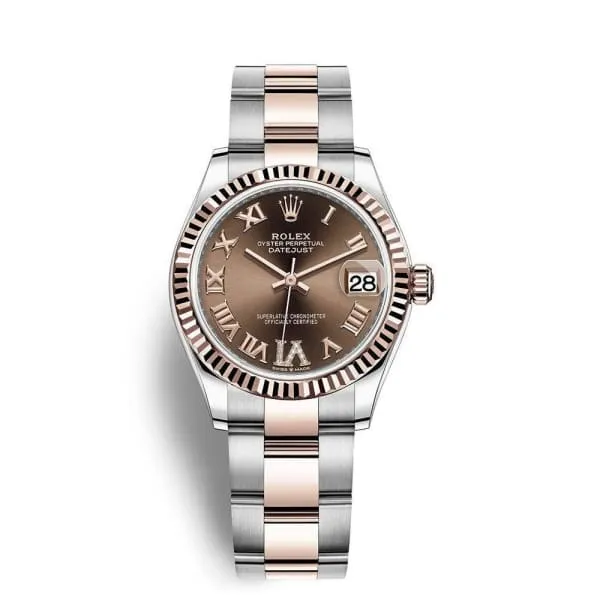 Rolex Datejust 31mm Ref 2782710003 Chocolate Roman Diamond Dial Two Tone Stainless Steel 18K Rose Gold Oyster Bracelet Womens Watch Rolex Bracelets Rolex Datejust 31mm Ref 2782710003 Chocolate Roman Diamond Dial Two Tone Stainless Steel 18K Rose Gold Oyster Bracelet Womens Watch Rolex Bracelets