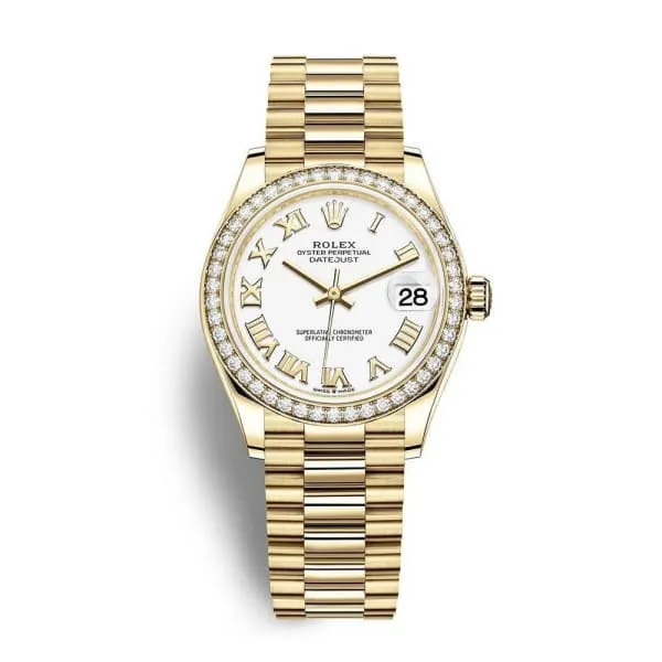 Rolex Datejust 31mm Ref 278288rbr0009 White Dial 18K Yellow Gold President Bracelet Womens Watch Rolex Bracelets
