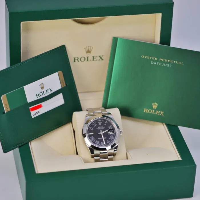 Rolex Datejust 41mm Ref 116300 Black Roman Dial Stainless Steel Oyster Bracelet Mens Watch Rolex Bracelets