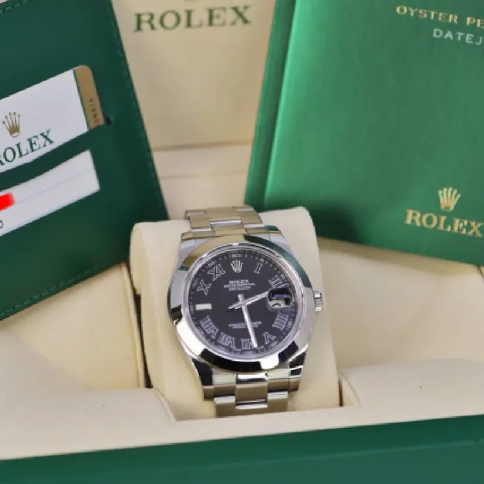 Rolex Datejust 41mm Ref 116300 Black Roman Dial Stainless Steel Oyster Bracelet Mens Watch Rolex Bracelets