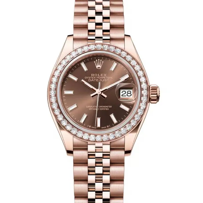 Rolex LadyDatejust 28mm Ref 279135rbr0008 Chocolate Stick Dial 18K Rose Gold Jubilee Bracelet Womens Watch Rolex Bracelets