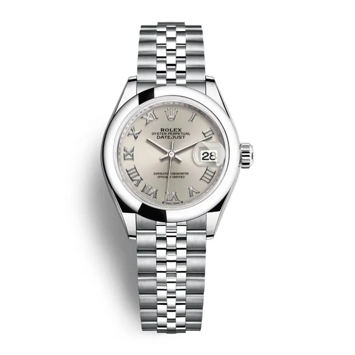 Rolex LadyDatejust 28mm Ref 2791600007 Silver Roman Dial Stainless Steel Jubilee Bracelet Womens Watch Rolex Bracelets