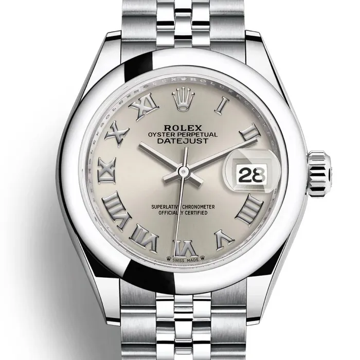 Rolex LadyDatejust 28mm Ref 2791600007 Silver Roman Dial Stainless Steel Jubilee Bracelet Womens Watch Rolex Bracelets