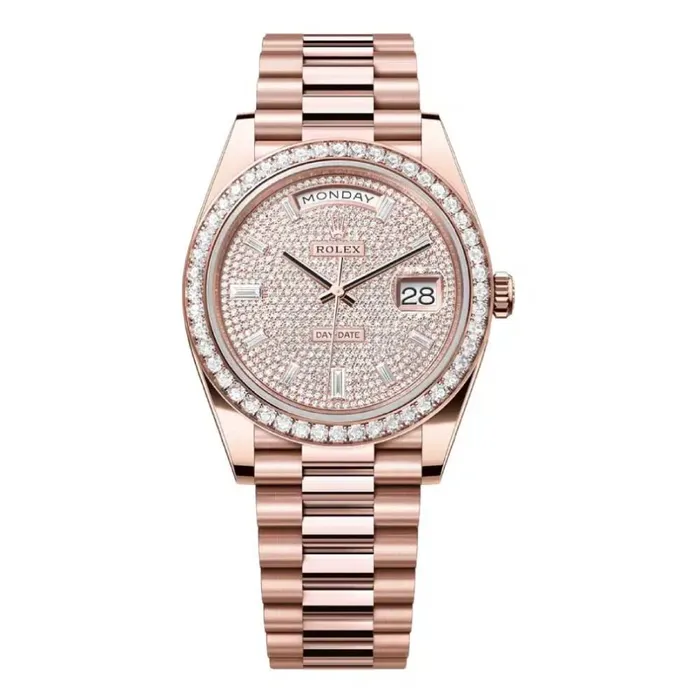 Rolex Rolex Day Date 40mm Ref 228345rbr0002 Pave Diamond Dial Diamond Bezel 18K Rose Gold President Bracelet Mens Watch Bracelets Rolex Rolex Day Date 40mm Ref 228345rbr0002 Pave Diamond Dial Diamond Bezel 18K Rose Gold President Bracelet Mens Watch Bracelets